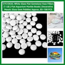Elegant 1 LB White Glass Flat Gemstone Vase Fillers - Approx. 85-100 PCS