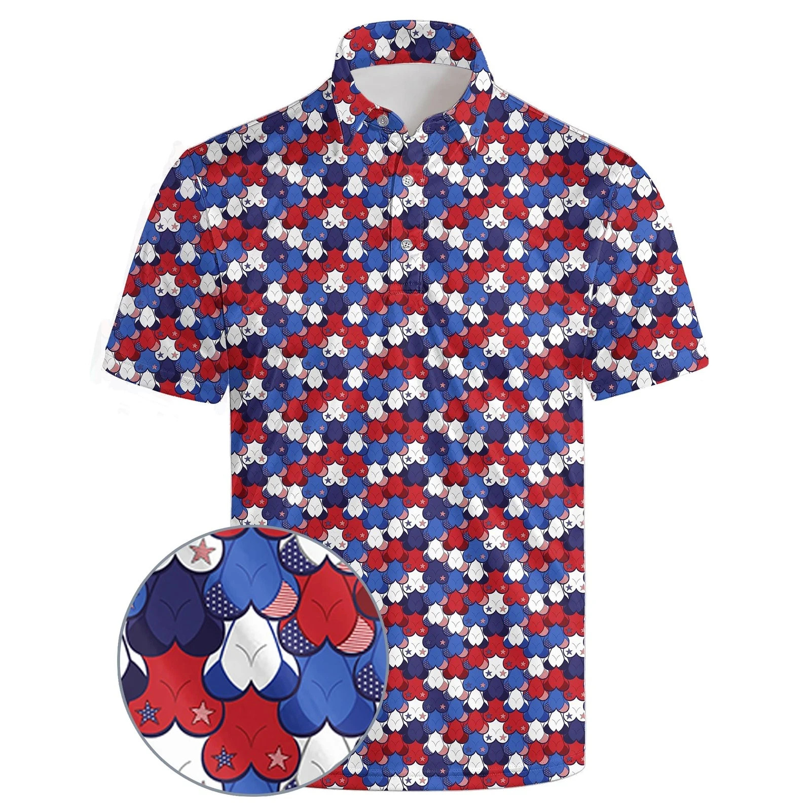 Shirts 4th Of July Shirts For Men American Flag Golf Shirt P