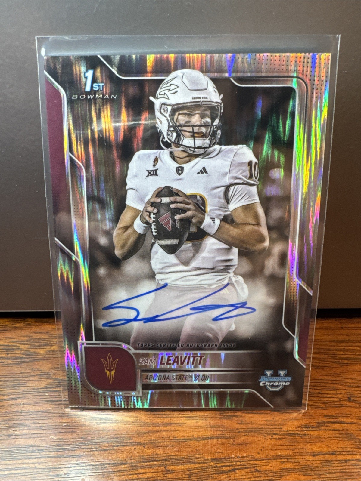 2025 Bowman Chrome U #BCA-SL Sam Leavitt 1st Bowman On Card Stealth Auto SP RC