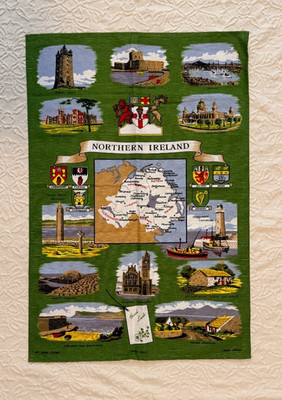 Retro Vintage Irish Gold   Linen Tea Towel   Northern Ireland by Harry Stevenson