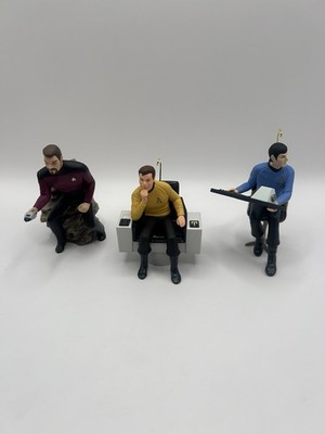 Star Trek Ornaments Hallmark Keepsake 1996 Mr Spock Riker Captain Kirk Lot Of 3