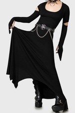 Maxi abito donna Killstar Morgan Le Fay nero manica lunga gotico alternativo nuovo