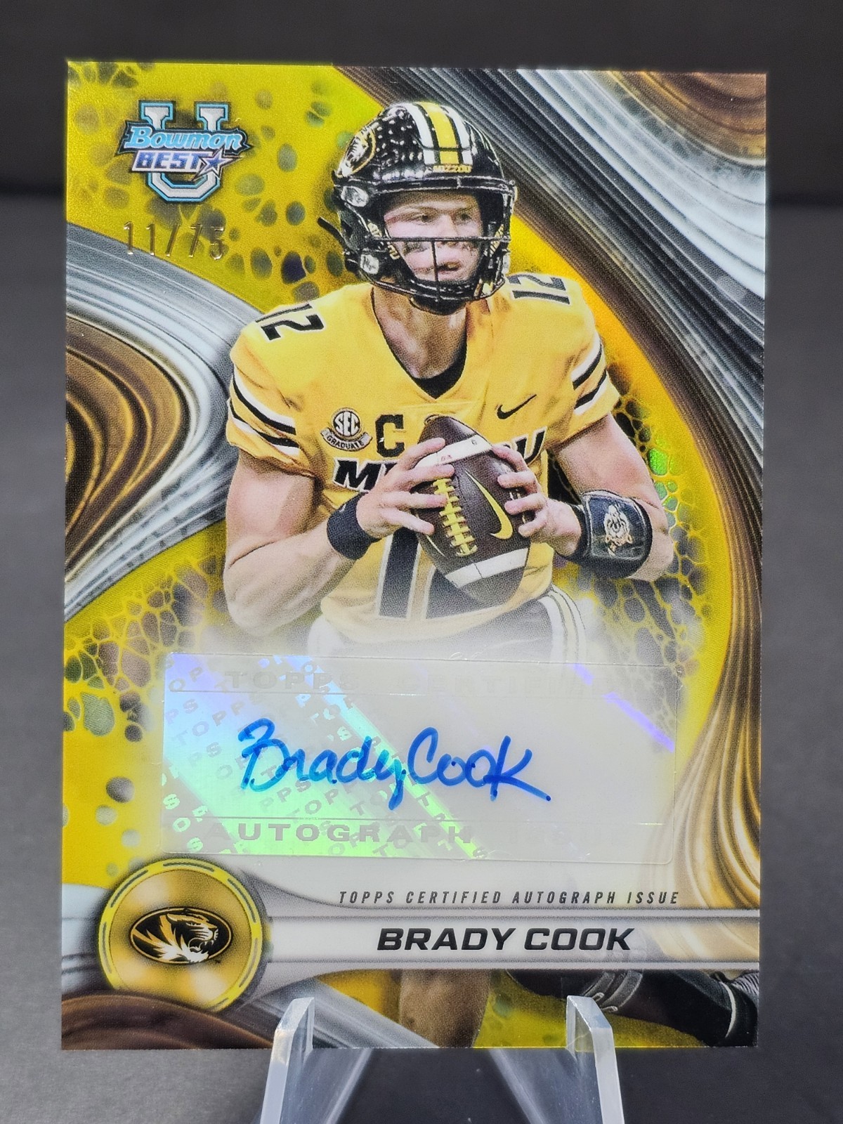 2024 Bowman U Best Brady Cook #BOA-BC Yellow Refractor Auto #'d 11/75 NY Jets