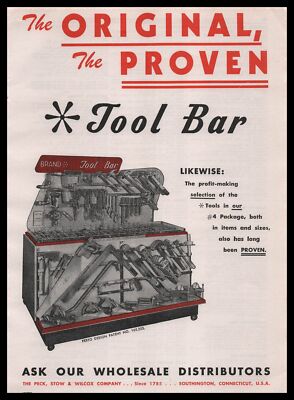 1954 Peck Stow & Wilcox Tool Bar Store Display Southington Connecticut Print Ad
