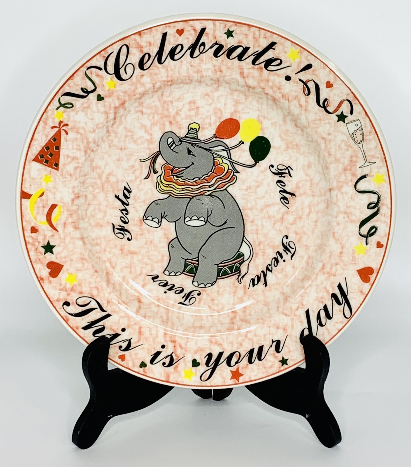 Ceraminter Italy CELEBRATION THIS IS YOUR DAY Hand Painted Elephant 9 78”  Plate | eBay