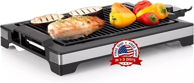 Parrilla Eléctrica Portable Sin Humo Con Superficie De Cocción Antiadherente NEW