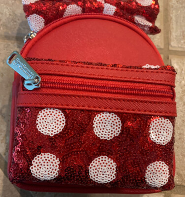 NWT! Loungefly MINNIE MOUSE BOW Backpack Wristlet RED  display picture 1