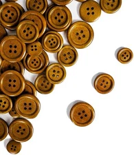 60 Pcs Wooden Buttons Brown Different Sizes