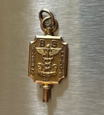 Vintage 1941 BS University of Illinois Medicine 10k Gold Key Pendant Charm