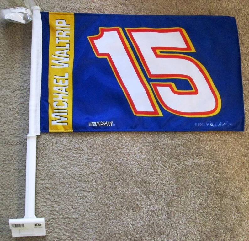 MICHAEL WALTRIP #15 NASCAR 2003 Colección Edición Serie Doble Cara Coche Bandera Foto 4 de 4