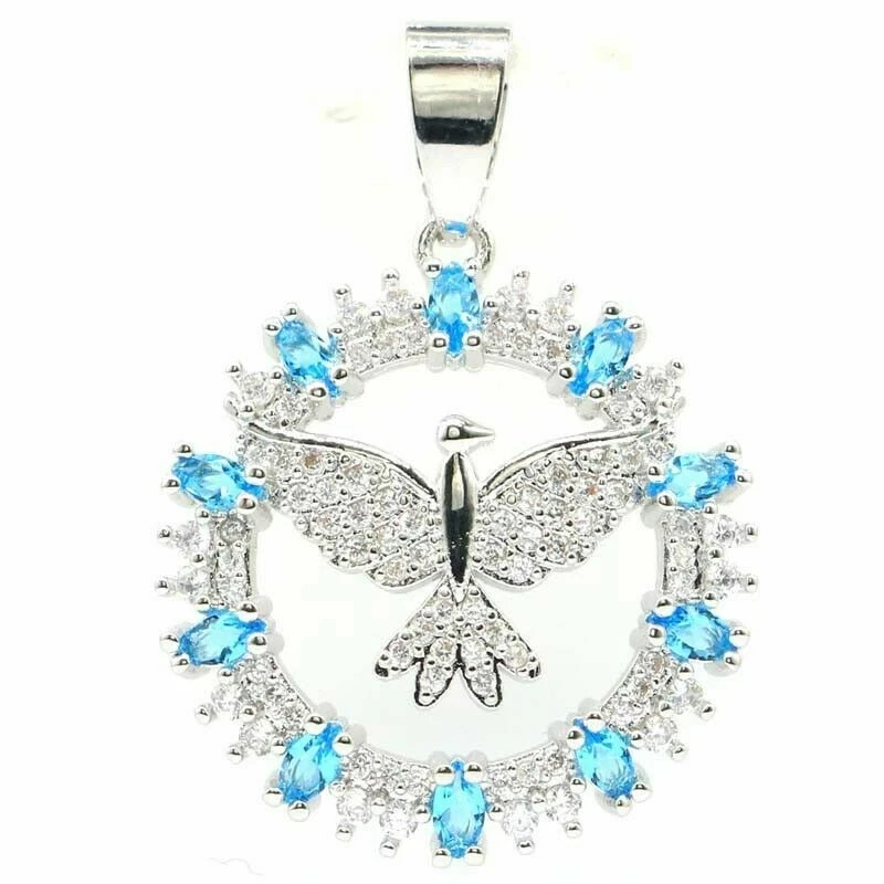 Artigianale Argento Sterling Londra Topazio Blu Gemma Donna Pendenti
