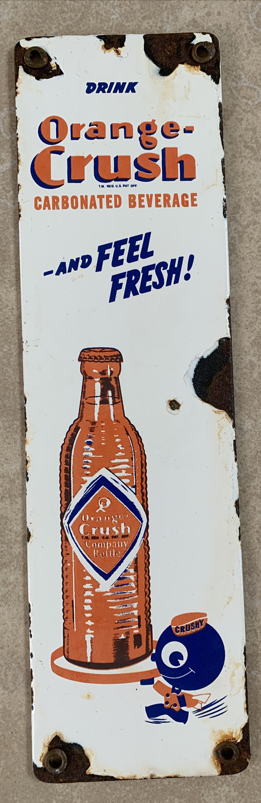 Orange Crush 'Sold Here' Tin Sign – Vintage Soda Cola Metal Wall Decor, 8x11 Inches, Made In USA