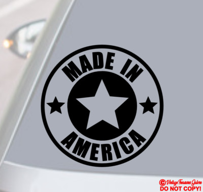 MADE IN AMERICA Vinyl Decal Sticker Car Truck Rear Window Bumper USA ...