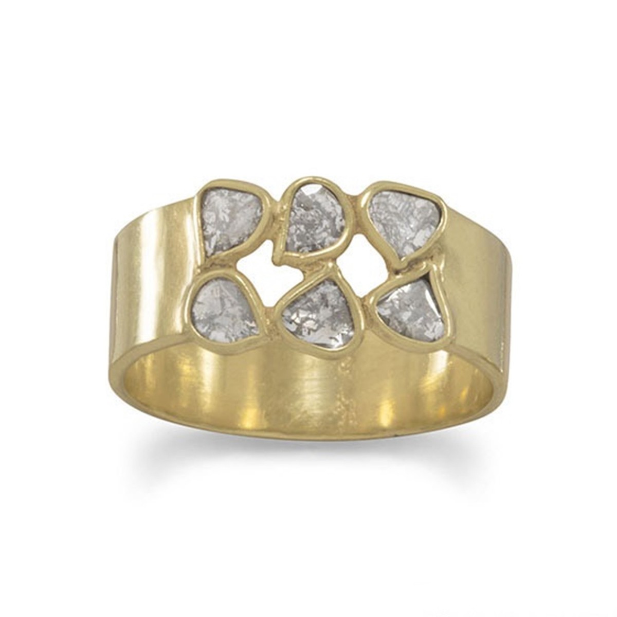 Polki Diamond Six-stone Ring Gold-plated Sterling Silver Polki Diamond Six-stone Ring Gold-plated Sterling Silver