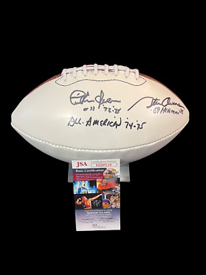 Steve & Tinker Owens Oklahoma Sooners Heisman Signed Autograph Football JSA