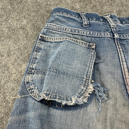 VINTAGE Carpenter Jeans Boys 24x27 Blue Flannel Lined Distressed Denim 50s 60s - Picture 13 of 21