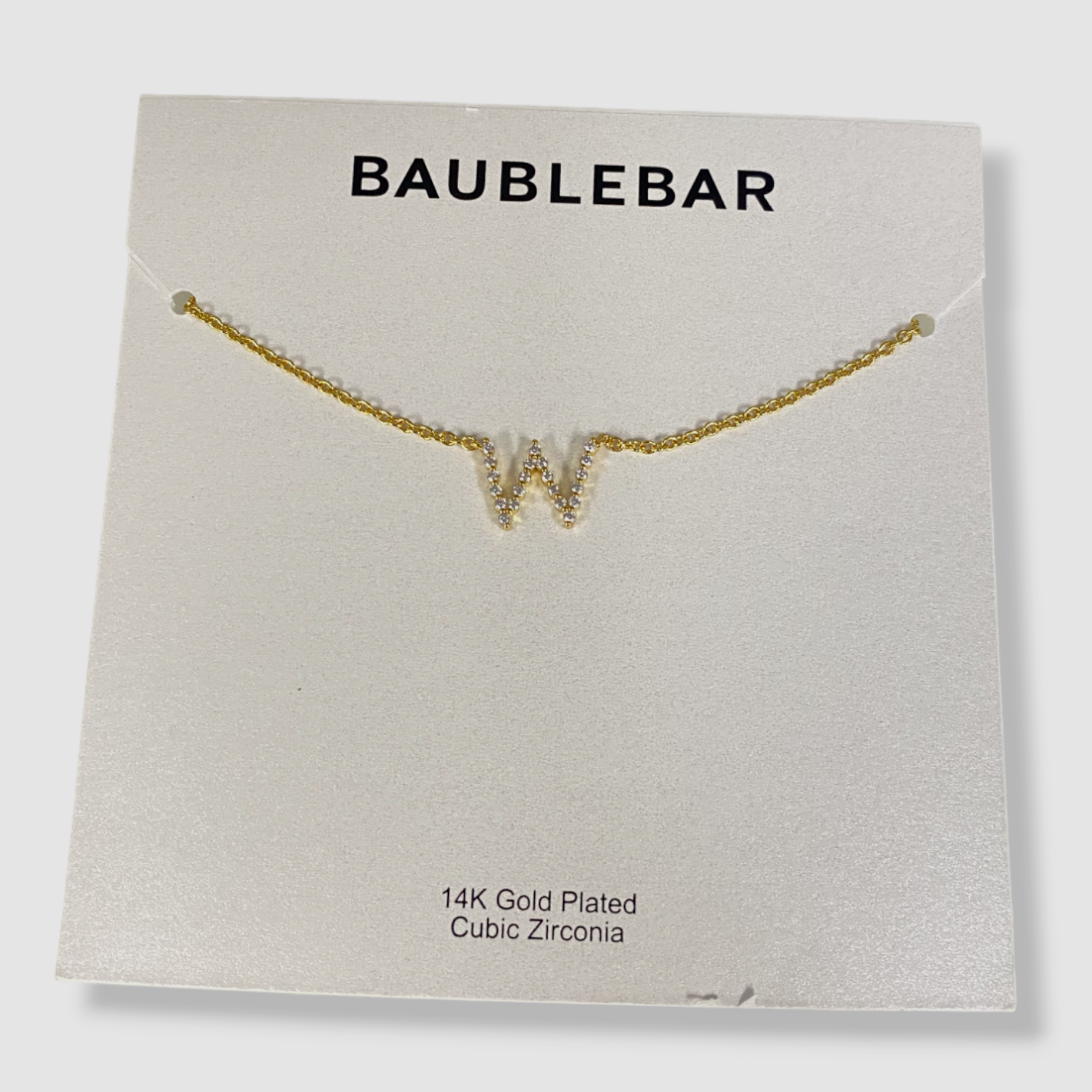 "$49 BaubleBar Women's 14k Gold Plated Nora Cubic Zirconia Initial \"W\" Necklace"