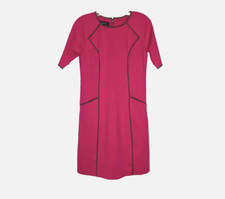 Nine West Princess 3/4 Sleeve Dress Fuchsia Slate Brown Size 2