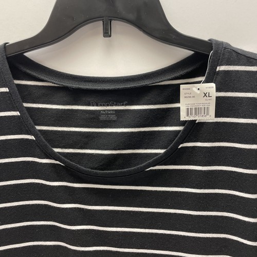 Bump Start Women’s Maternity S/S Black White Striped Tee XL Ruched Sides NEW NWT - Picture 6 of 8