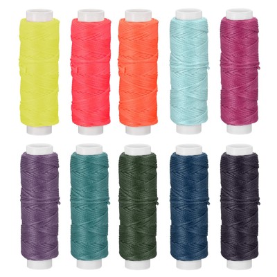 10 Farben Gewachste Fäden 13 Yards 1 mm Durchmesser Polyester Leder Nähgarn Kordel