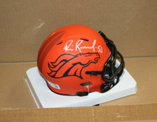 Broncos BILL ROMANOWSKI #53 SIGNED RIDDELL RAVE MINI HELMET SUPER BOWL CHAMP BAS