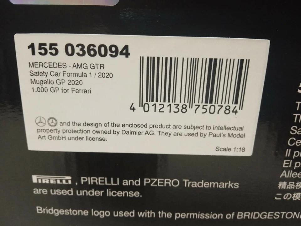 Minichamps Mercedes AMG GTR Safety Car Formula 1 Mugello GP 2020 1/18 155036094 - Immagine 3 di 3
