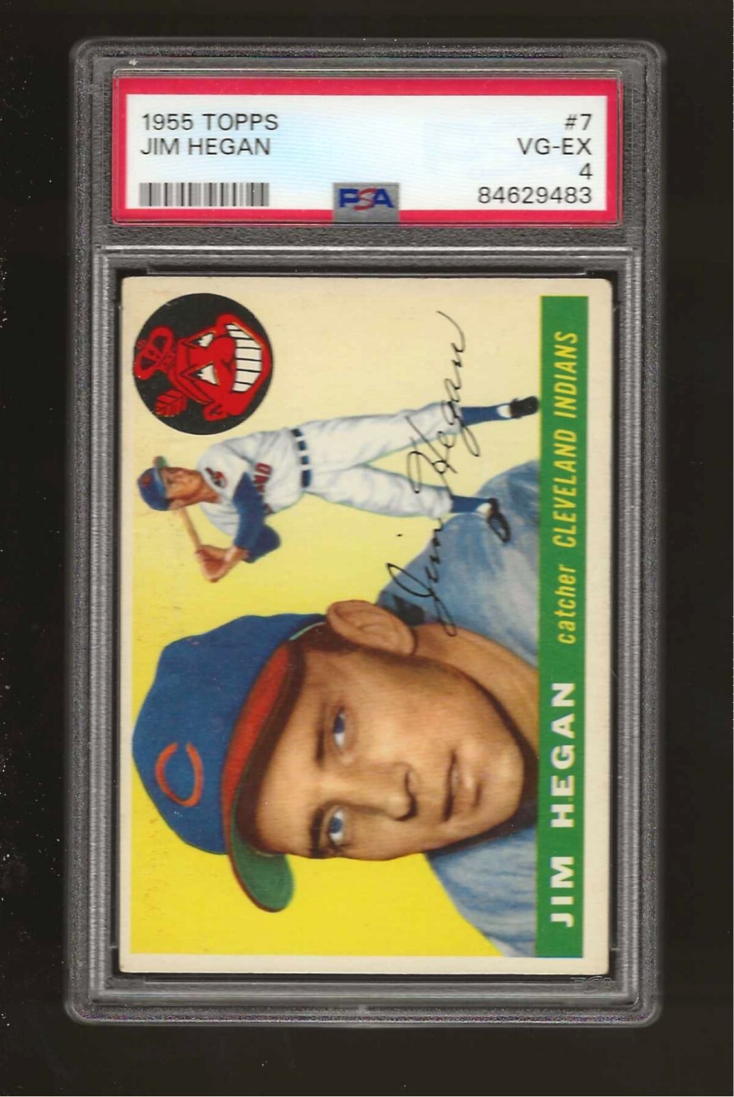 1955 TOPPS #7 Jim Hegan Cleveland Indians PSA 4 VG-EX