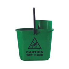 2Work Plastic Mop Bucket with Wringer 15 Litre Green 102946GN - CNT00066