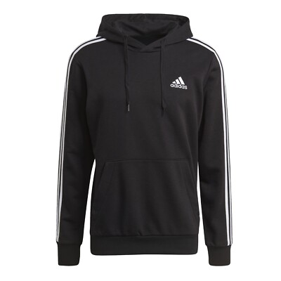 adidas Kapuzenpullover Hoodie Pullover Herren schwarz im 3 Streifen Design
