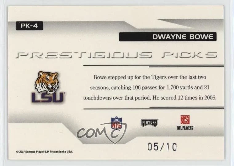 2007 Playoff Prestige Prestigious Pros Platinum /10 Jake Delhomme #PP-4 - Image 2 of 2