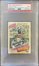 1980 Topps Baseball Cello Pack PSA 9/Reggie Smith Top, J. Leonard Back