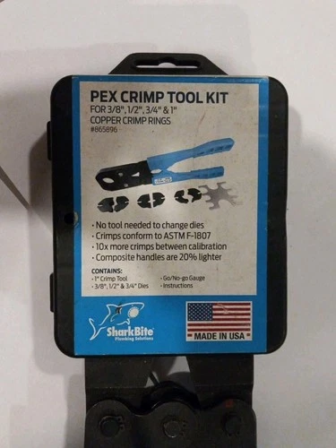 SharkBite 865896 PEX Crimp Tool Kit For 3/8"-1/2"-3/4"-& 1" Copper Crimp Rings