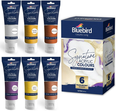 Signature Metallic Acrylic Paint Set, Pearlescent Colors, 6-Pack 2.5 Fl Oz Each,