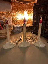 Vintage Candolier Christmas Candle Flame Window Light Plastic w/ Bulbs. 3 Total