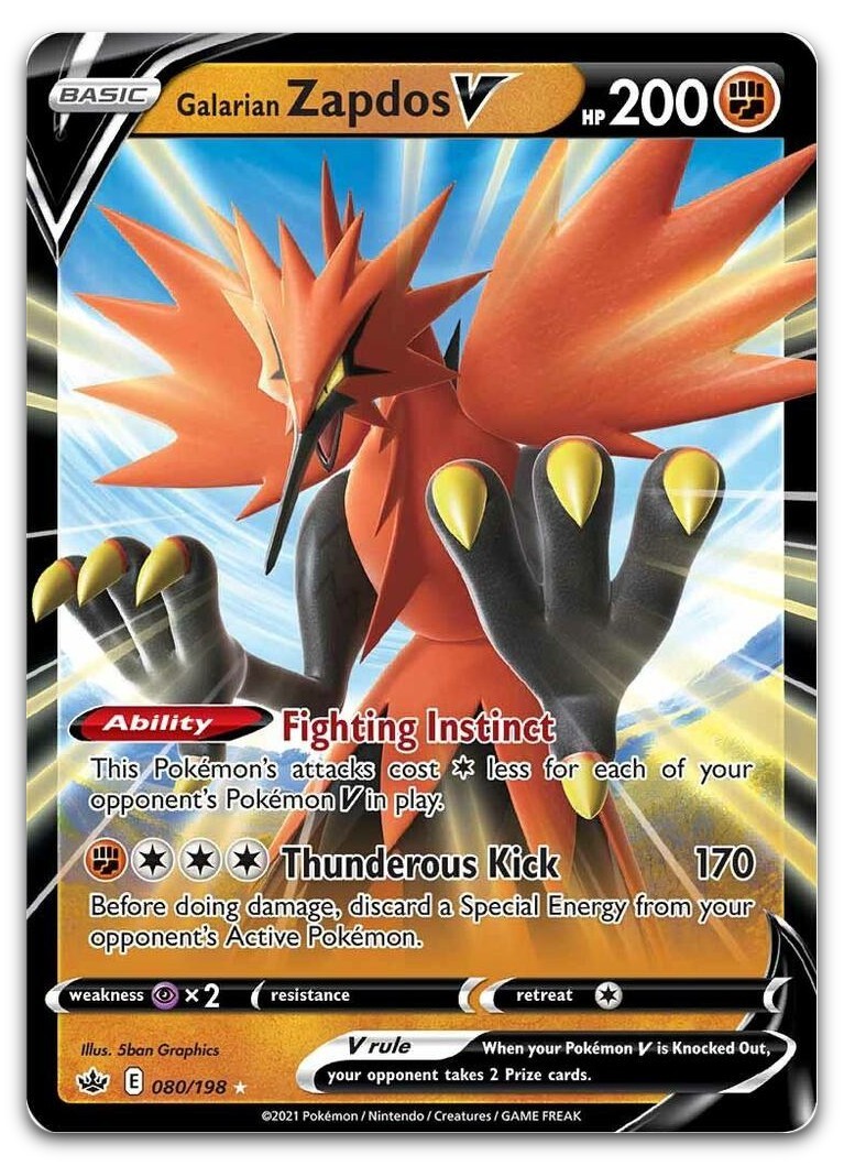 Galarian Zapdos V #80/198 (Holo) (NM) SWSH06: Chilling Reign SWSH06 Pokemon