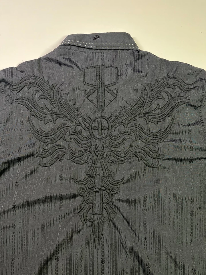 Roar Men's XL Black Long Sleeve Button-Up Shirt Embroidered Stretch - Image 2 of 4