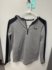 Under Armour Gray Black Youth Boys Quarter Zip Pullover Size L