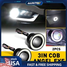 3" Car LED Fog Light Projector Driving Lamp Angel COB Eye Halo Ring DRL White