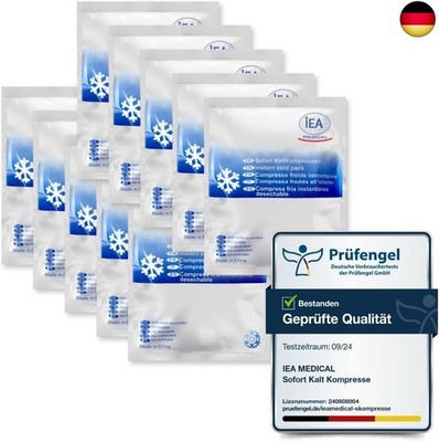 IEA Medical Sofort-Kälte-Kompresse (15,3 x 12,7 cm) 10 Stück | Einmal-Kühlpacks 