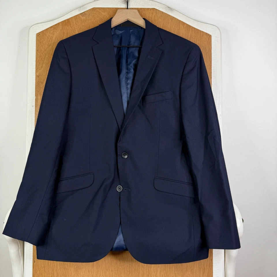 Kenneth Cole Suit Mens 40R Navy Blue 2 Button Sport Fabric Performance 36x29 - Image 2 of 4