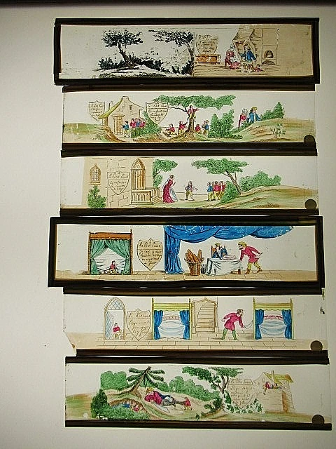 4 Plaques éducatives XIXe Pour Lanterne Magique - Bandage De Roues De Wagon, 10x8,5 Cm, TBE