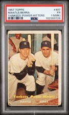 1957 Topps #407 MICKEY MANTLE/ YOGI BERRA - PSA 1.5 (MK) - YANKEE POWER HITTERS