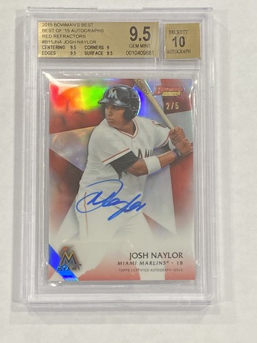 Josh Naylor [Red Refractor] #JNA card from 2015 Bowman's Best of Autographs
