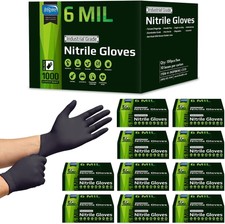 HEAVY DUTY ORIGINAL Stretch Nitrile Black Gloves Disposable Latex Free | Food