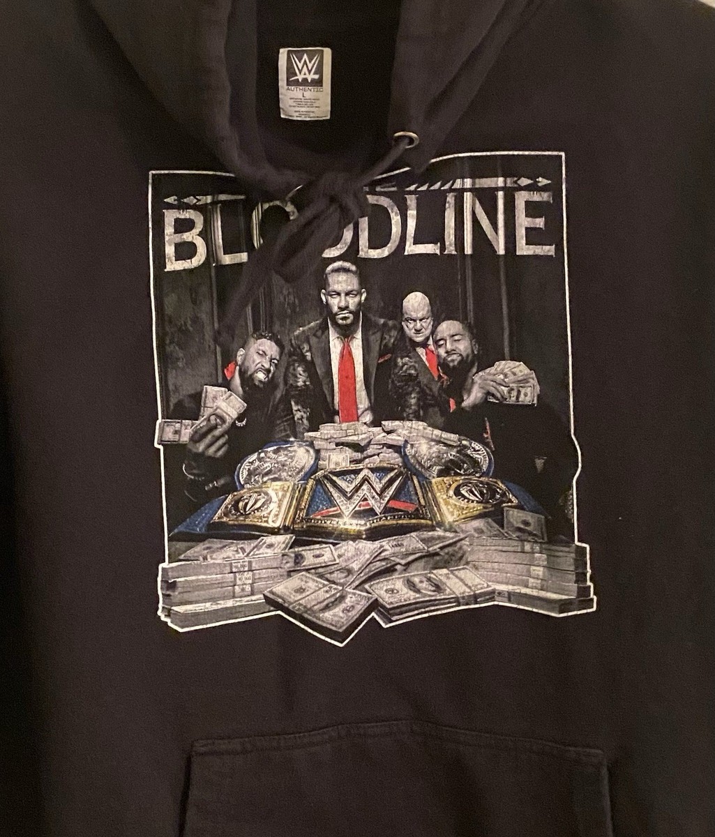WWE The Bloodline Black Fleece Pullover Hoodie Men's L Hooded