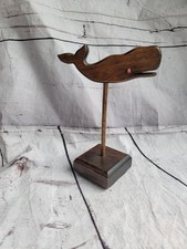 Vintage Carved Wooden Sperm Whale Figurine D cor Nautical Beach Marine 7.25In