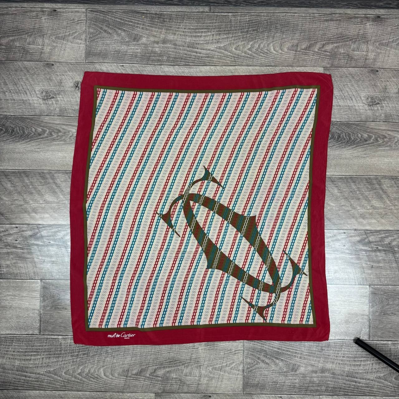 CARTIER Black Double C Logo 100% Silk Crepe Twill Scarf  Foulard Rare Vintage