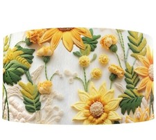 3 INCH  1 Yard Sunflower 3D look floral printed Grosgrain Ribbon 1237239