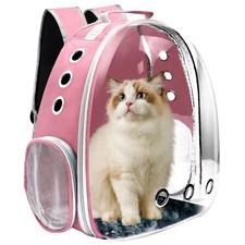 Cat Backpack Carrier, Pet Carrier with 10.0"L x 9.0"W x 4.0"H, Pink