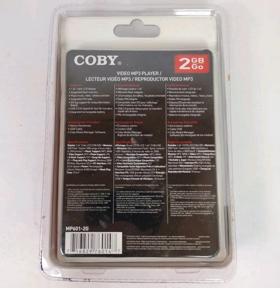 Coby 2GB Go Video MP3 Player 6 Hours Of Video 1000 Songs MP601-2G - Image 3 of 4
